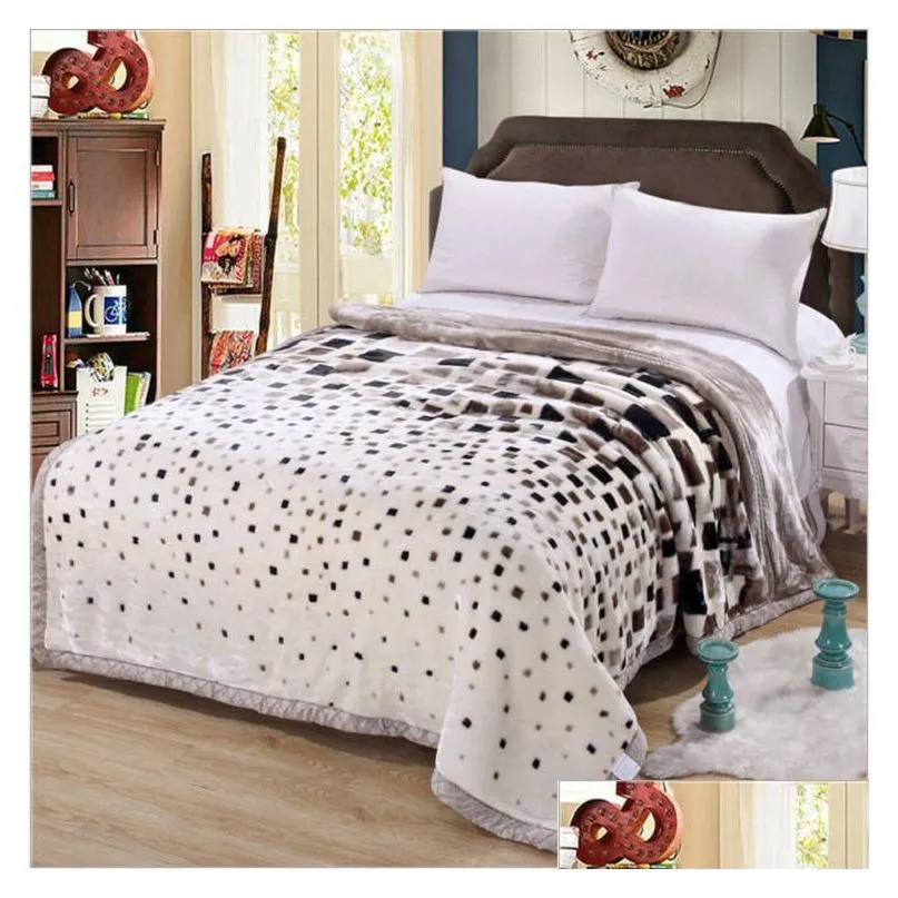 double layer winter blankets for beds super soft fluffy heavy warm thick twin queen size raschel mink blankets 201112