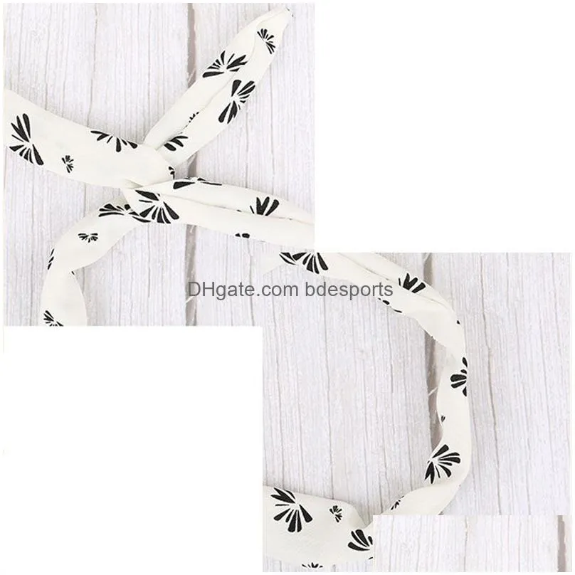 women girls iron wire printed cloth hair band diy colorful bow headband home wash face hairband rabbit ear wrapped headband dh1391 t03