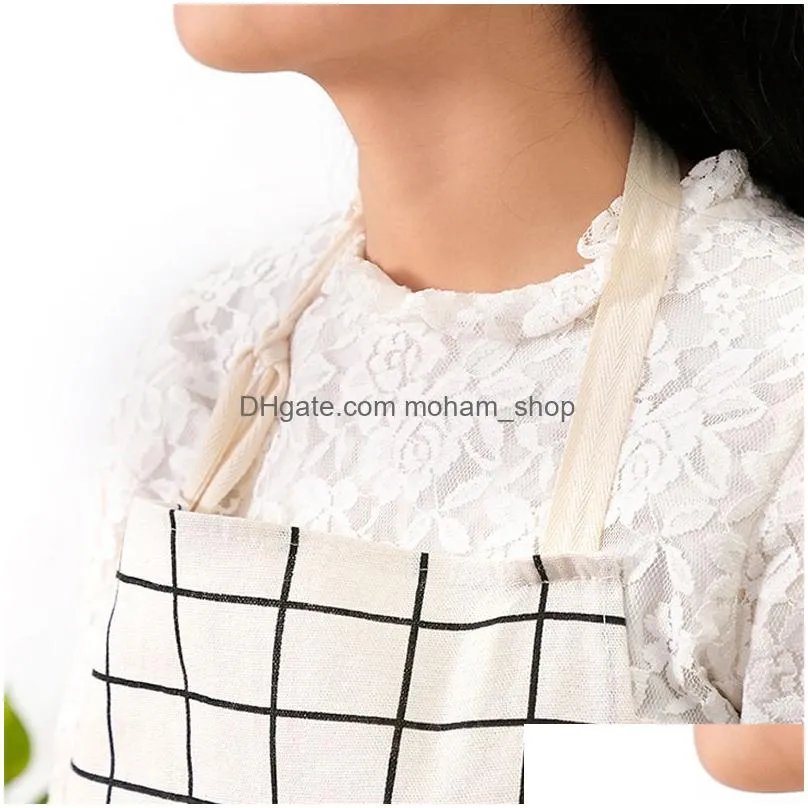 wholesale plaid print apron bibs sleeveless soft women home cooking baking party cleaning aprons kitchen cooking accessories dh0719