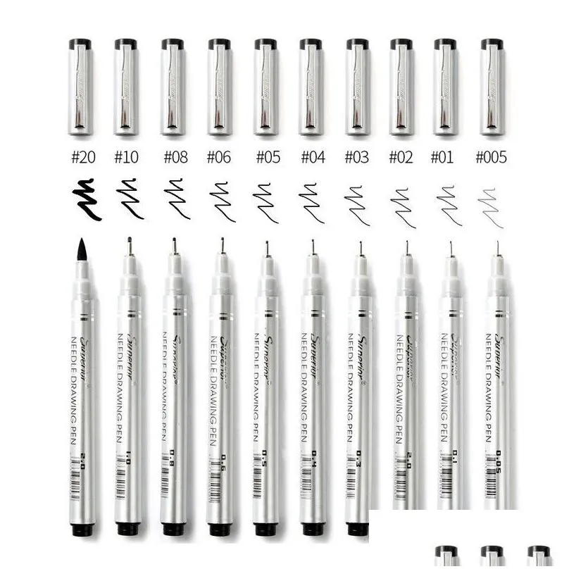 superior waterproof needle pen cartoon design sketch marker pigma micron liner brushes hook line pen for drawing art supplies 210226