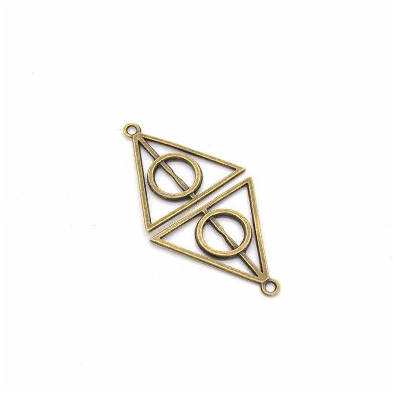 bulk 120pcs lot vintage triangle charms pendant triangle deathly hallows wizzar charms diy findings 31 32mm 4 colors311b