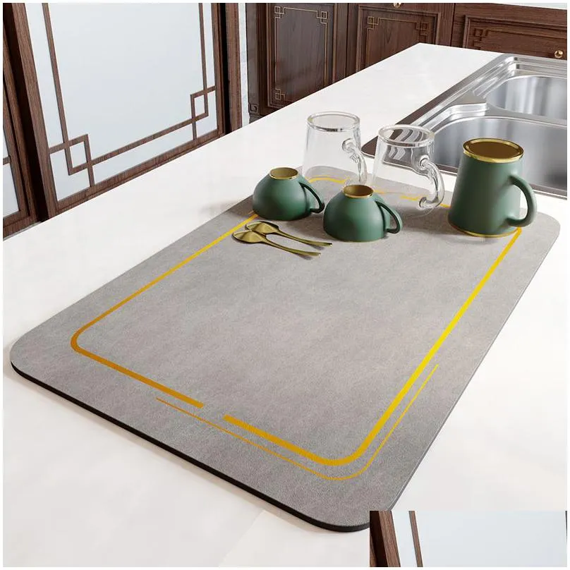 super absorbent coffee bar place mat kitchen counter dish drying pad 30x40cm