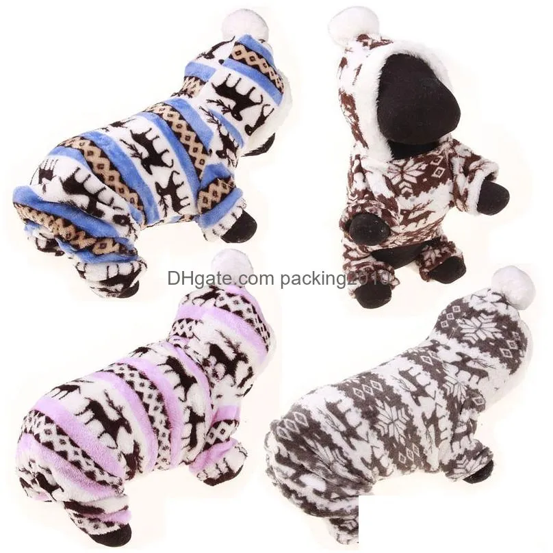winter pet dog clothes fashion pet puppy warm coral fleece clothes reindeer snowflake jacket apparel dog coat hoodies s-xxl dbc