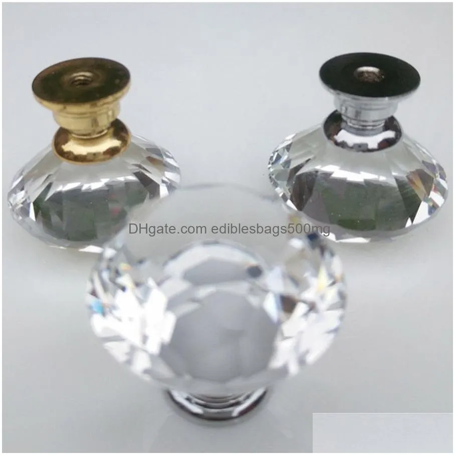 delicate crystal glass knobs cupboard pulls 30mm diamond shape design handles drawer knobs kitchen furniture cabinet handles dh0921