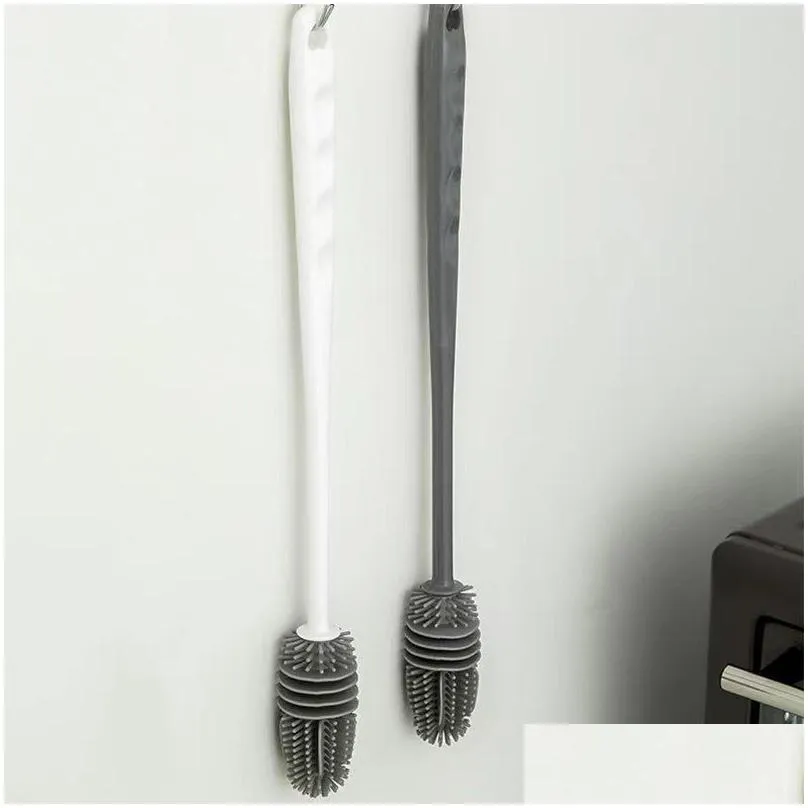 silicone bottle cleaning brush with long handle for baby bottles sports bottle vase and glassware