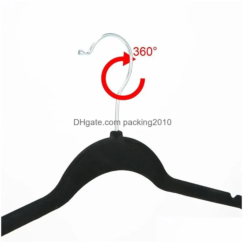 velvet flocking hanger non slip clothes hanger rotatable hook coat hanger no trace pant hangers windproof clothe hangers rack vt0404