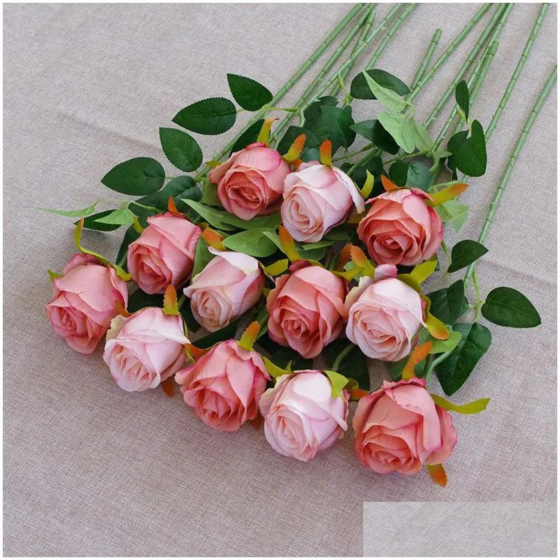 single head artificial bulgarian rose flowers 51cm length simulation rose for home bridal wedding party festival decor