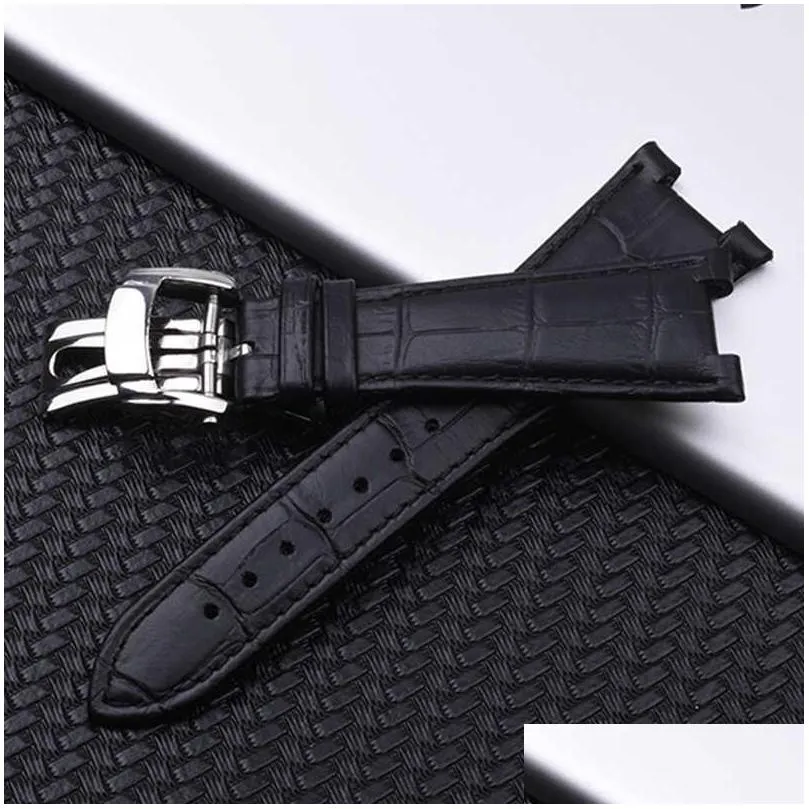 25mm genuine leather watch strap for patek pp 5711 / 5712g nautilus wristband men dedicated notch bracelet folding clasp h0915