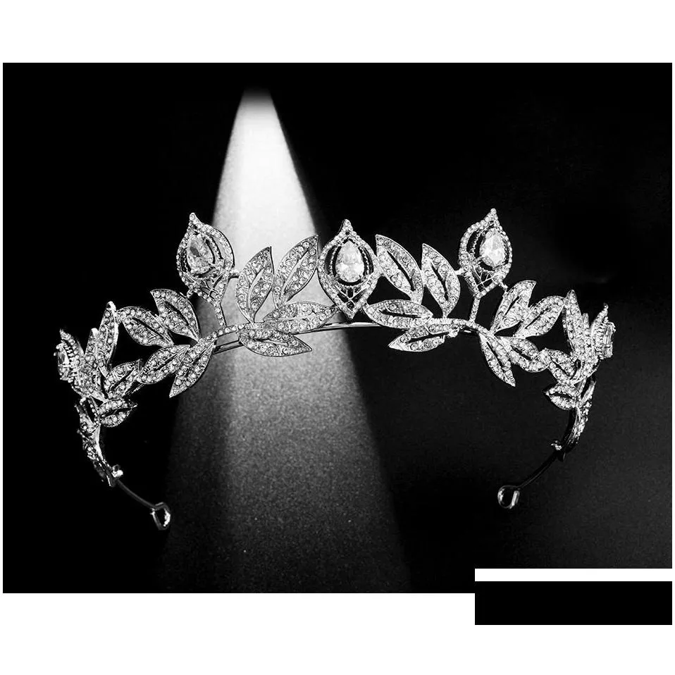 2021 vintage baroque bridal tiaras accessories prom headwear stunning sheer crystals wedding tiaras and crowns 1906