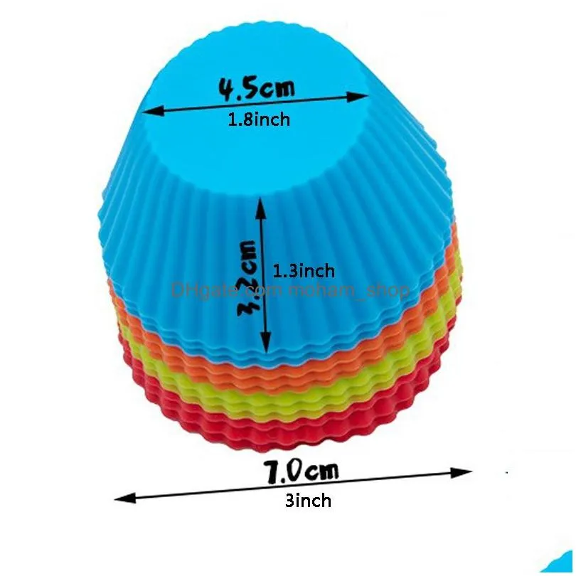 3inch silicone cupcake liners mold muffin cases round shape cup cake mould sgs cake baking pans bakeware pastry tools 8 colors dbc