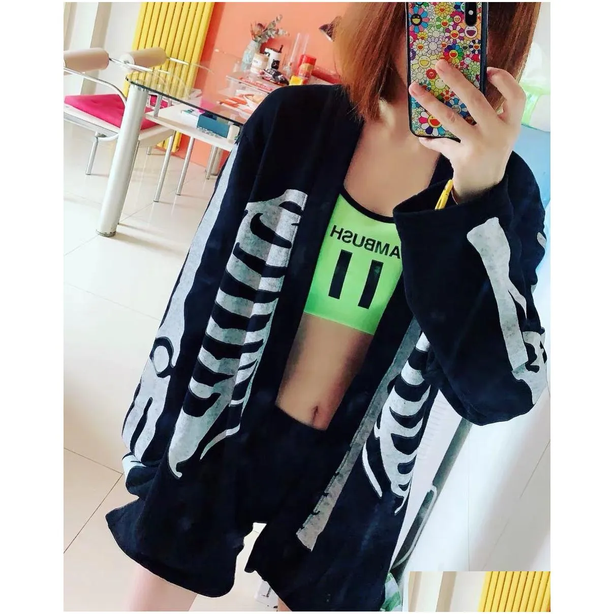 mens jackets fashion high street bone bones robe coat cardigan skeleton ribs printing casual outwear