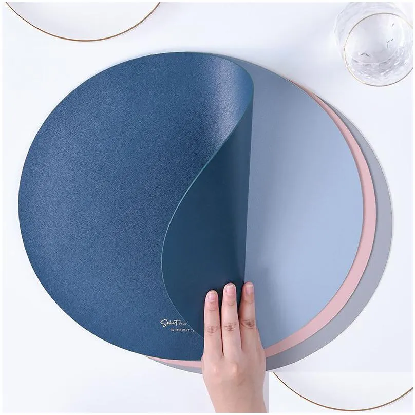 pu faux leather tableware mats waterproof non-slip insulation nordic style christmas dinnerware placemat coaster cup mat