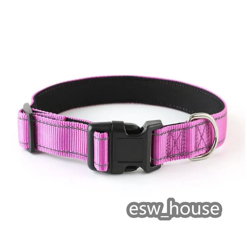 dogs collar s-xl pets collars with nylon reflective silk safe walking dog in night
