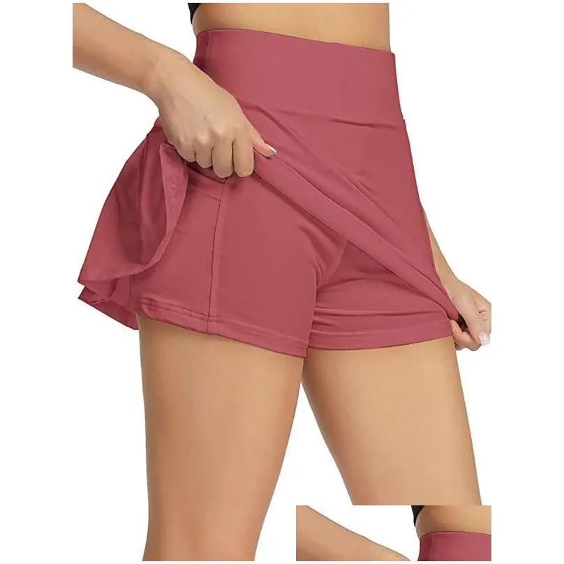 woman tennis skirts pleat yoga skirt gym clothes womens athletic running sport l07 fitness golf shorts pants mini workout ruffly solid elast