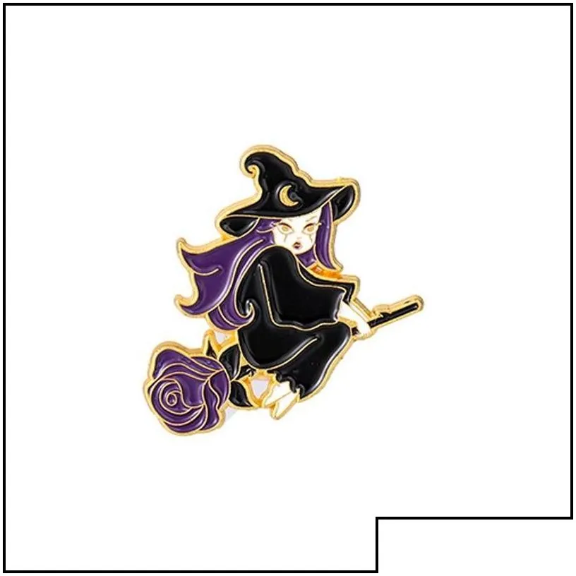 pins brooches european magic world witch hat brooches geometric circle round rose lapel pins unisex alloy enamel moon sun star clot