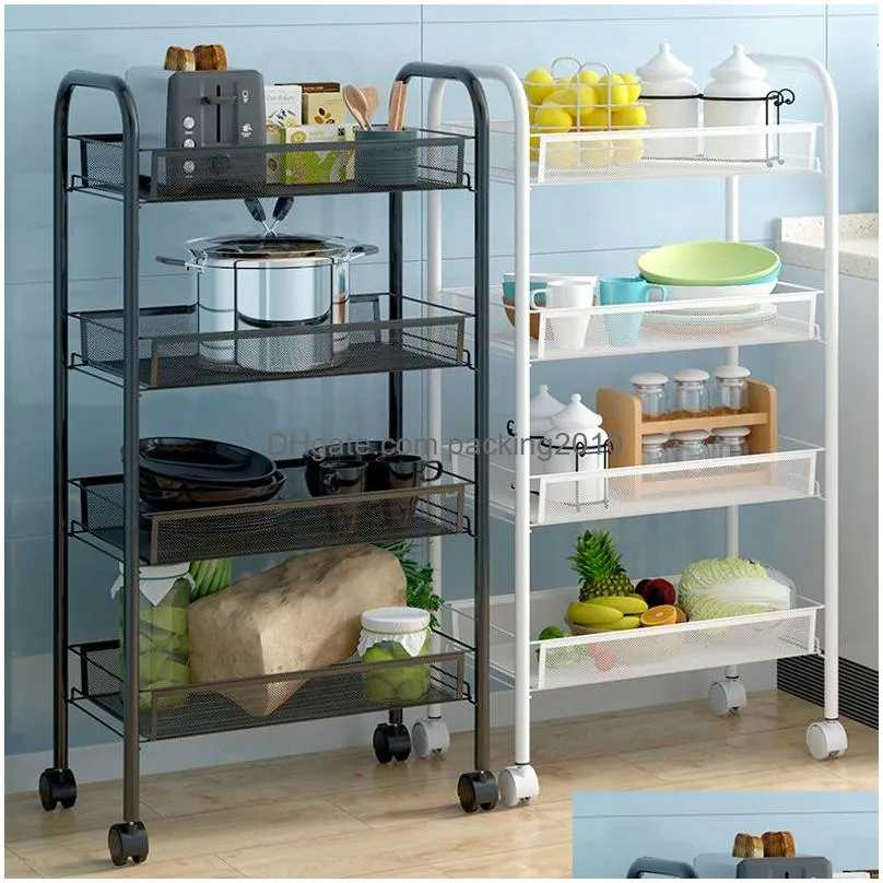 kitchen storage rack household 3/4/5 layer removable wheels bathroom organizer shelf multifunctional vegetable basket gap holder