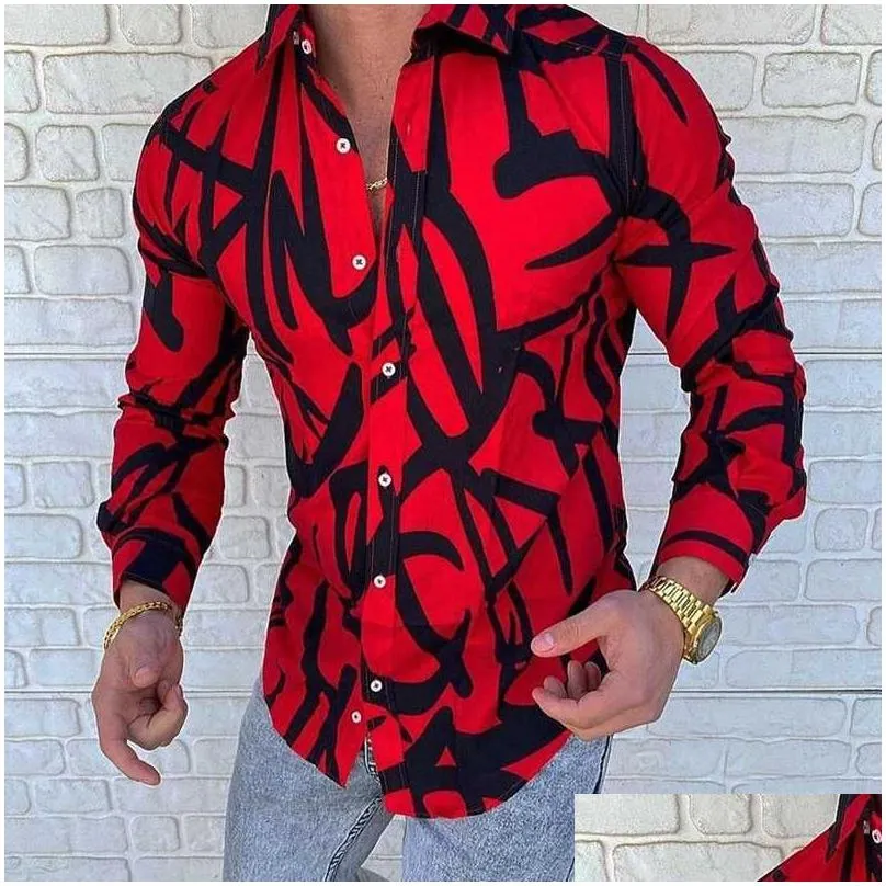 mens casual shirts 2021 punk style silk satin digital printing male slim fit long sleeve flower print party shirt tops