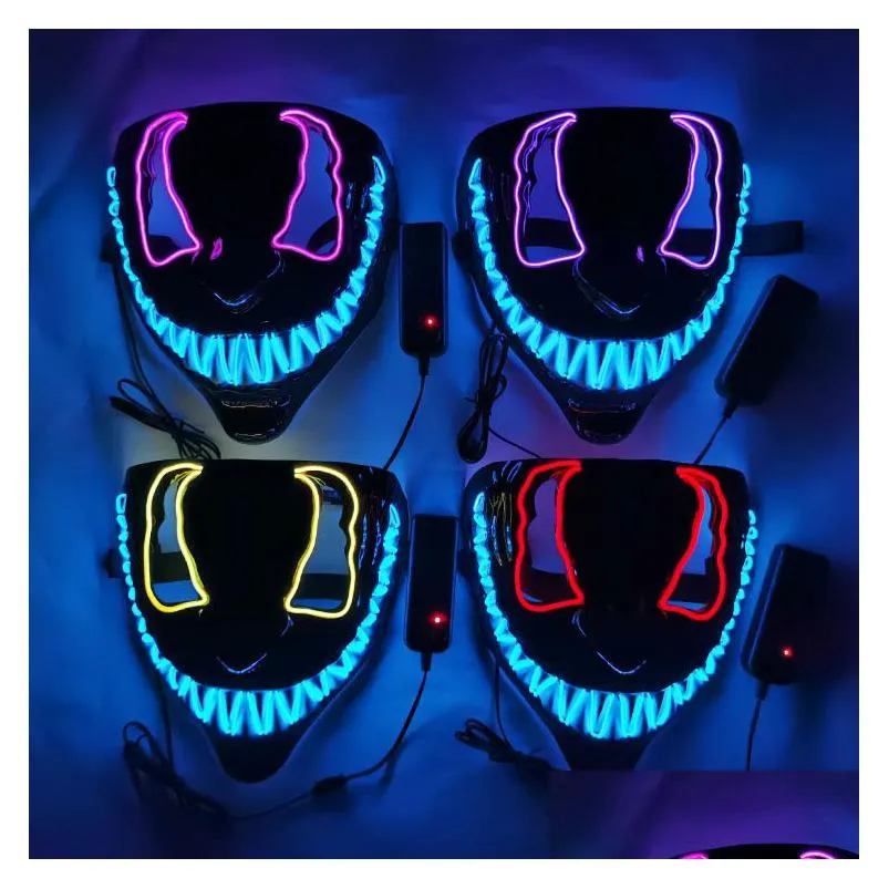 led halloween party mask luminous glow in the dark anime cosplay masques 14 colors