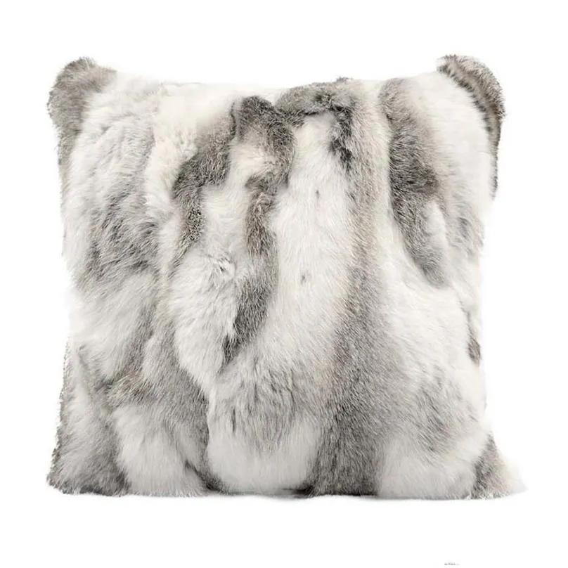 ms.softex natural fur pillow casework real rabbit fur pillow cover soft plush cushion cover home decoration t200601