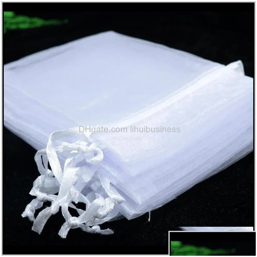 pouches packaging display 15x20cm 100pcs white color package jewelry large dstring pouches organza gift bags for weddin