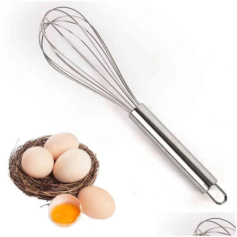 stainless steel balloon wire whisk tools blending whisking beating stirring egg beater durable 4 sizes 6-inch/8-inch/10-inch/12-inch hand held