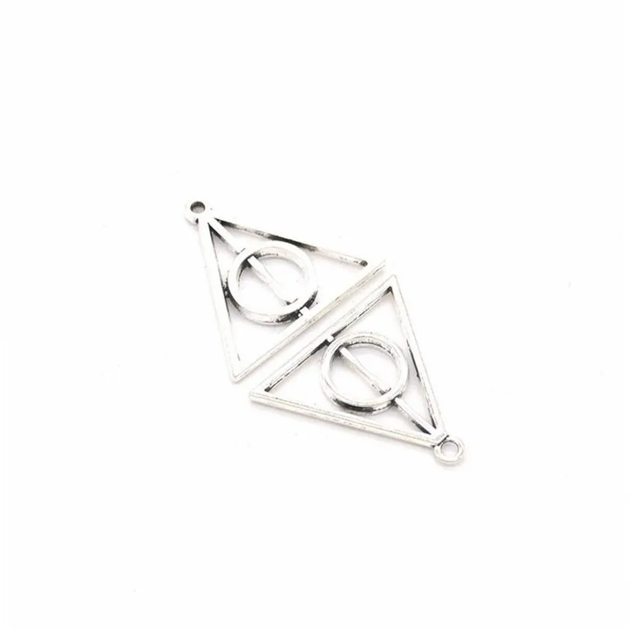 bulk 120pcs lot vintage triangle charms pendant triangle deathly hallows wizzar charms diy findings 31 32mm 4 colors311b