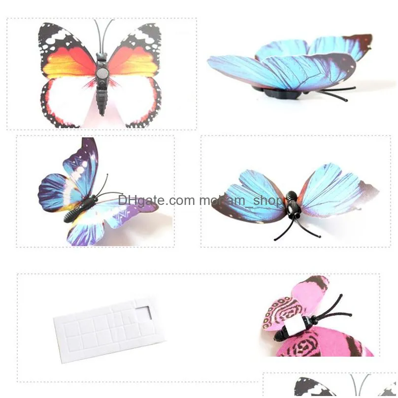 12pcs 3D Simulation Butterfly Sticker Home Decoration Refrigerator