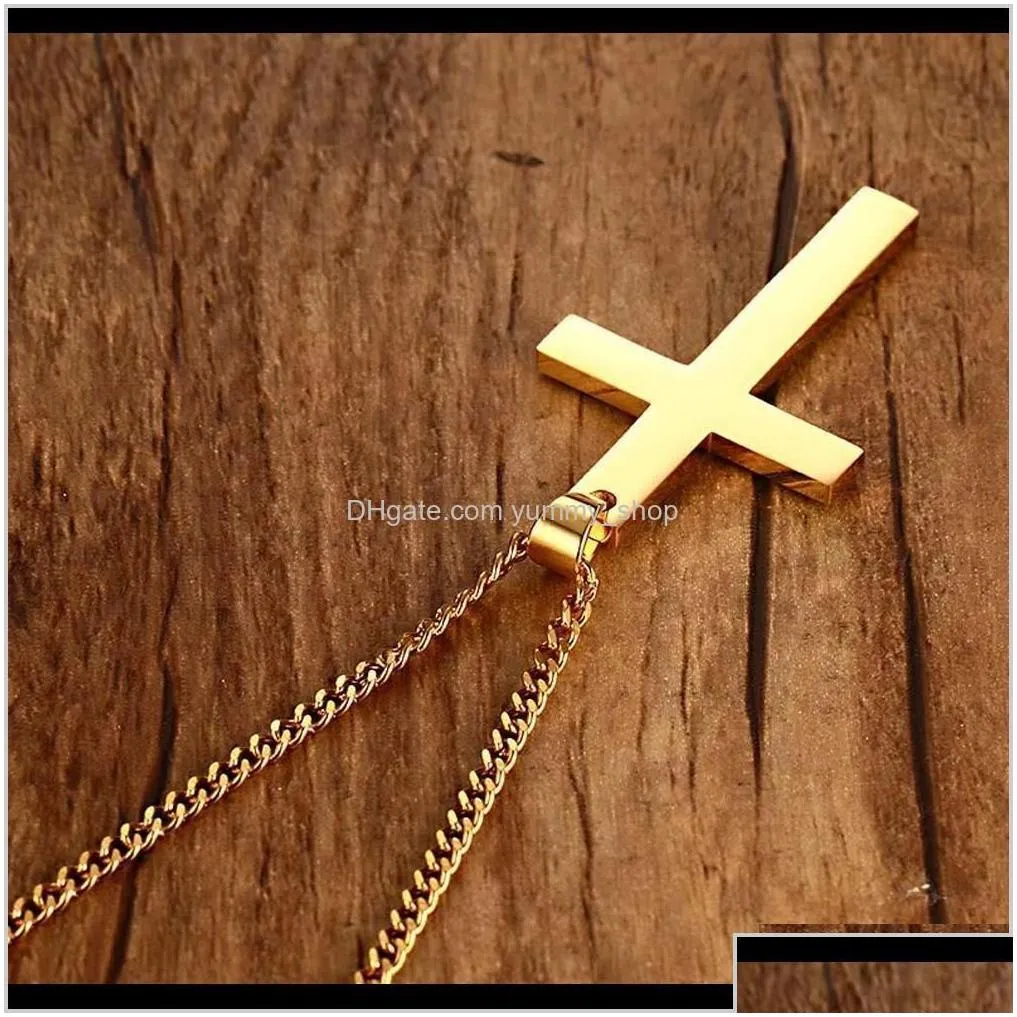 fashion stainless steel necklace for men women gold sier black link chain jesus cross pendant necklaces prayer jewelry cefdh zi6pf