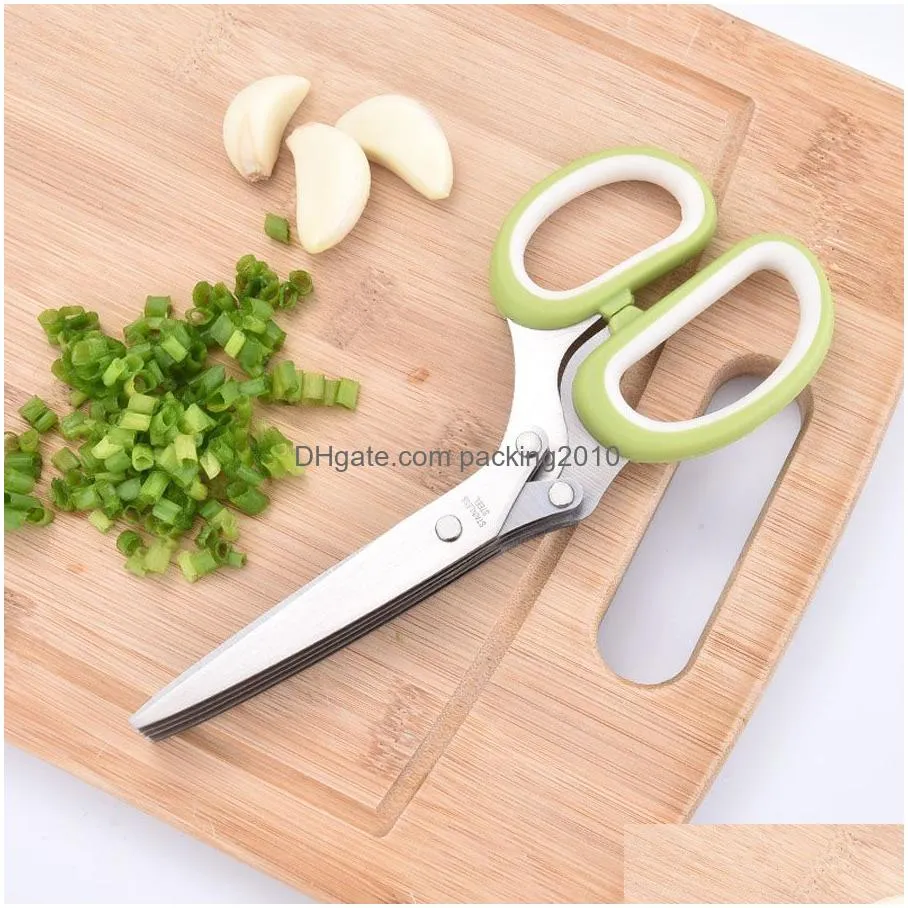 stainless steel 5 layers shallot scissors kitchen food herb shredded cut tools multi-layer shallot shears office paper shredder dh1465