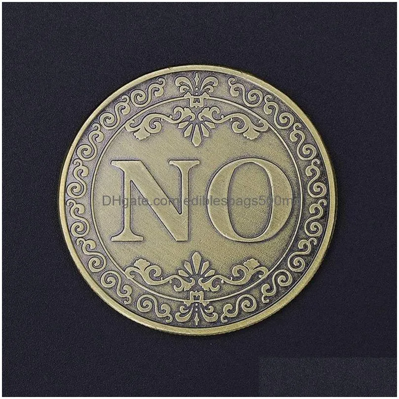 yes or no commemorative coin floral yes no letter coin classic metal magic tricks toys creative magic props show tool vt1962