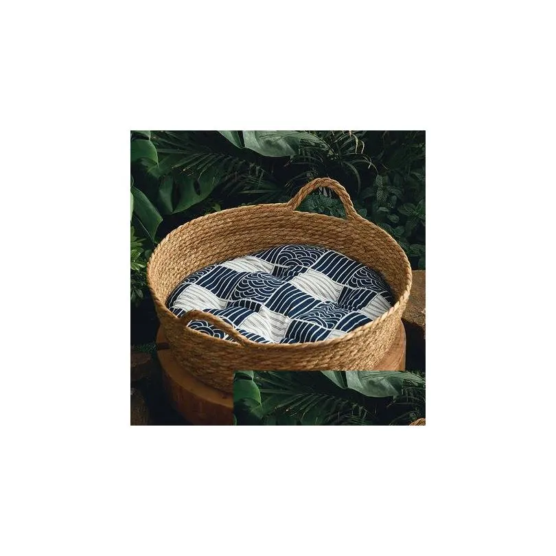 cat beds furniture pure manual rattan woven nest four seasons general dandelion cool bed scratch board pet products 221010