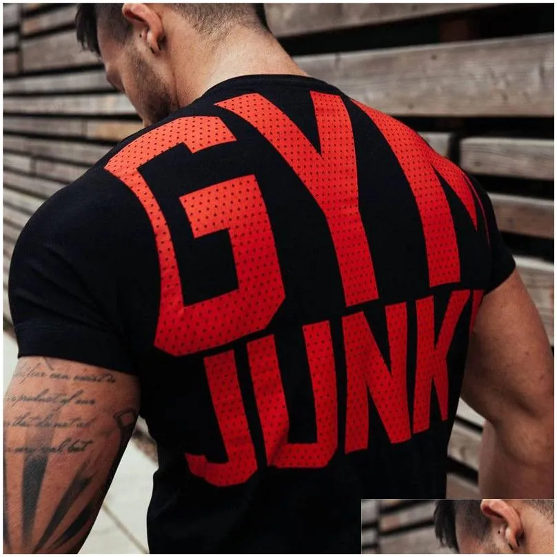 summer new mens gyms t shirt crossfit fitness bodybuilding letter printed male short cotton clothing brand tee tops 5 color