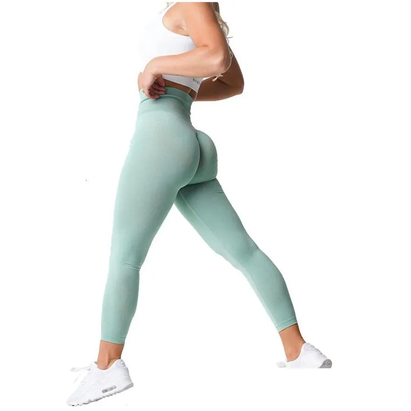 yoga outfit nvgtn seamless leggings spandex shorts woman fitness elastic breathable hip lifting leisure sports lycra spandextights