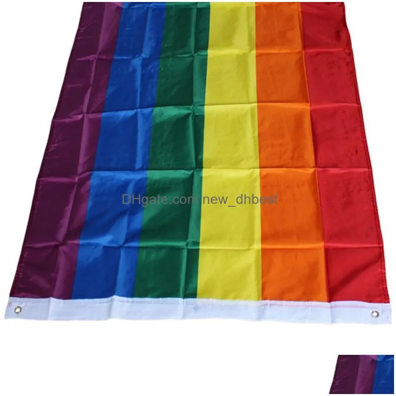 rainbow flag banner 3x5ft 90x150cm gay pride flag polyester banner colorful rainbow lgbt flag lesbian parade flags decoration vt0517