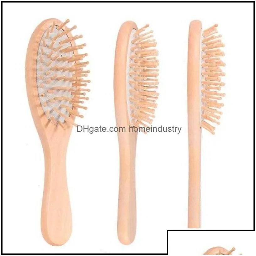 hair brushes bamboo bristles detangling wooden hair brush wet or dry oval hairbrush 16x4.5x3cm for women men drop delivery 2021 produ
