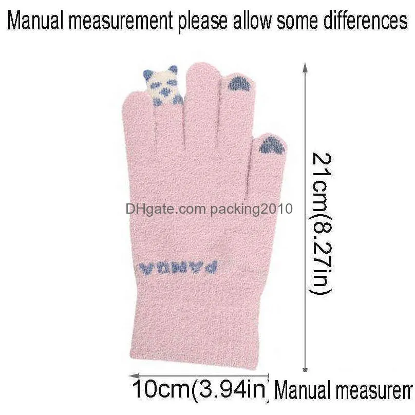 textile women winter touch screen thicken warm knitted gloves panda stretch glove imitation wool full finger outdoor skiing cycling