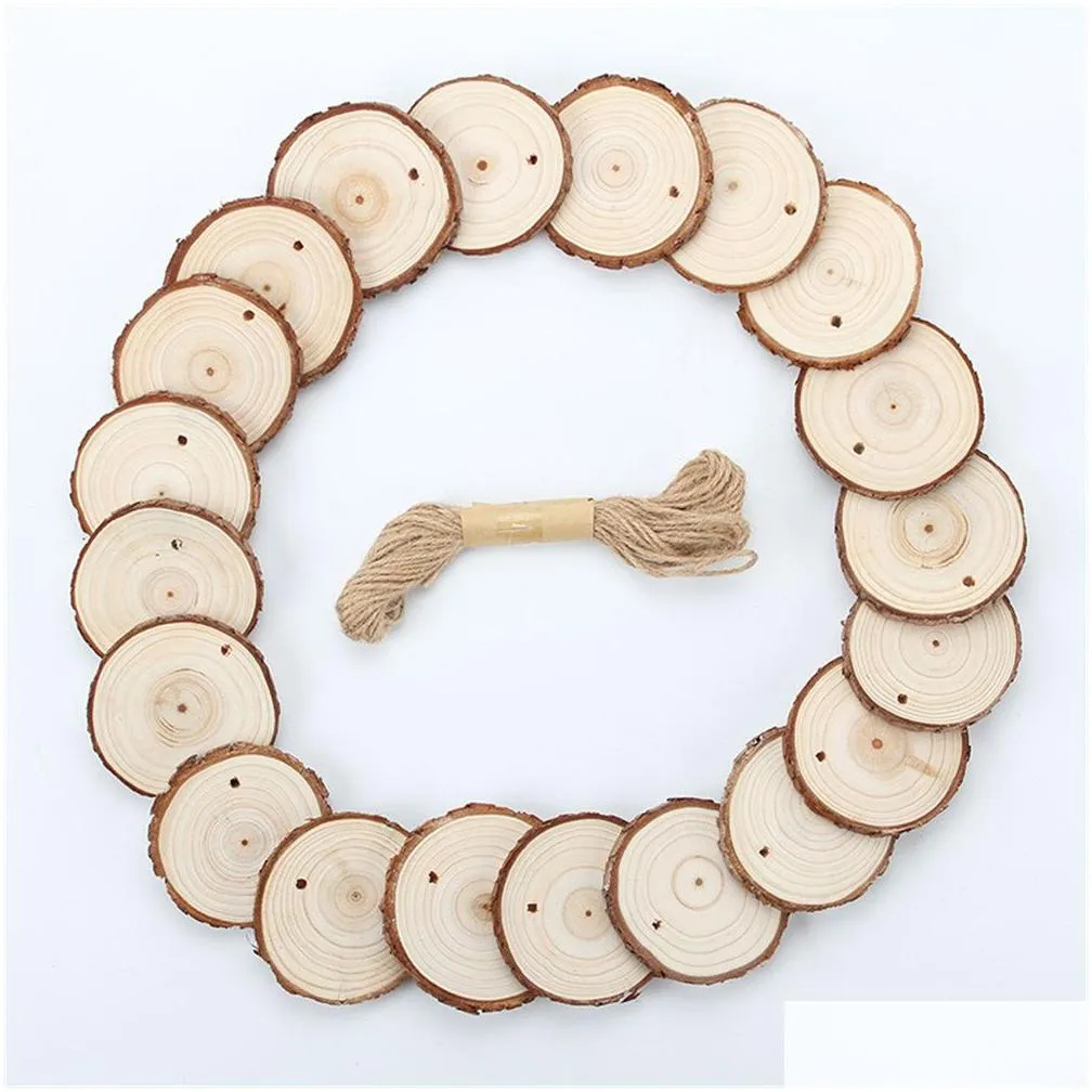 factory craft tools natural wood slices 2-2.4 unfinished diy crafts predrilled with hole round wooden circles for rustic christmas ornaments