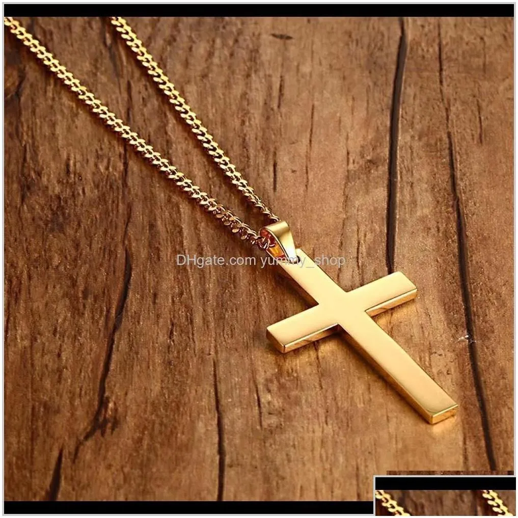 fashion stainless steel necklace for men women gold sier black link chain jesus cross pendant necklaces prayer jewelry cefdh zi6pf