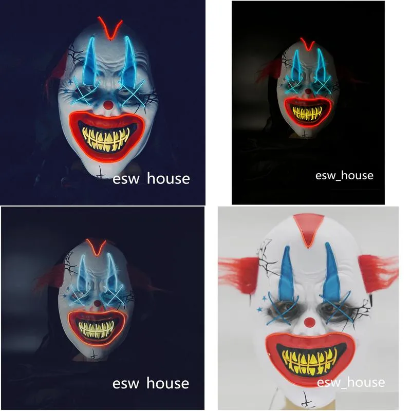 halloween clown mask with lights adult size full cover funny party props masks 3 lighting modes