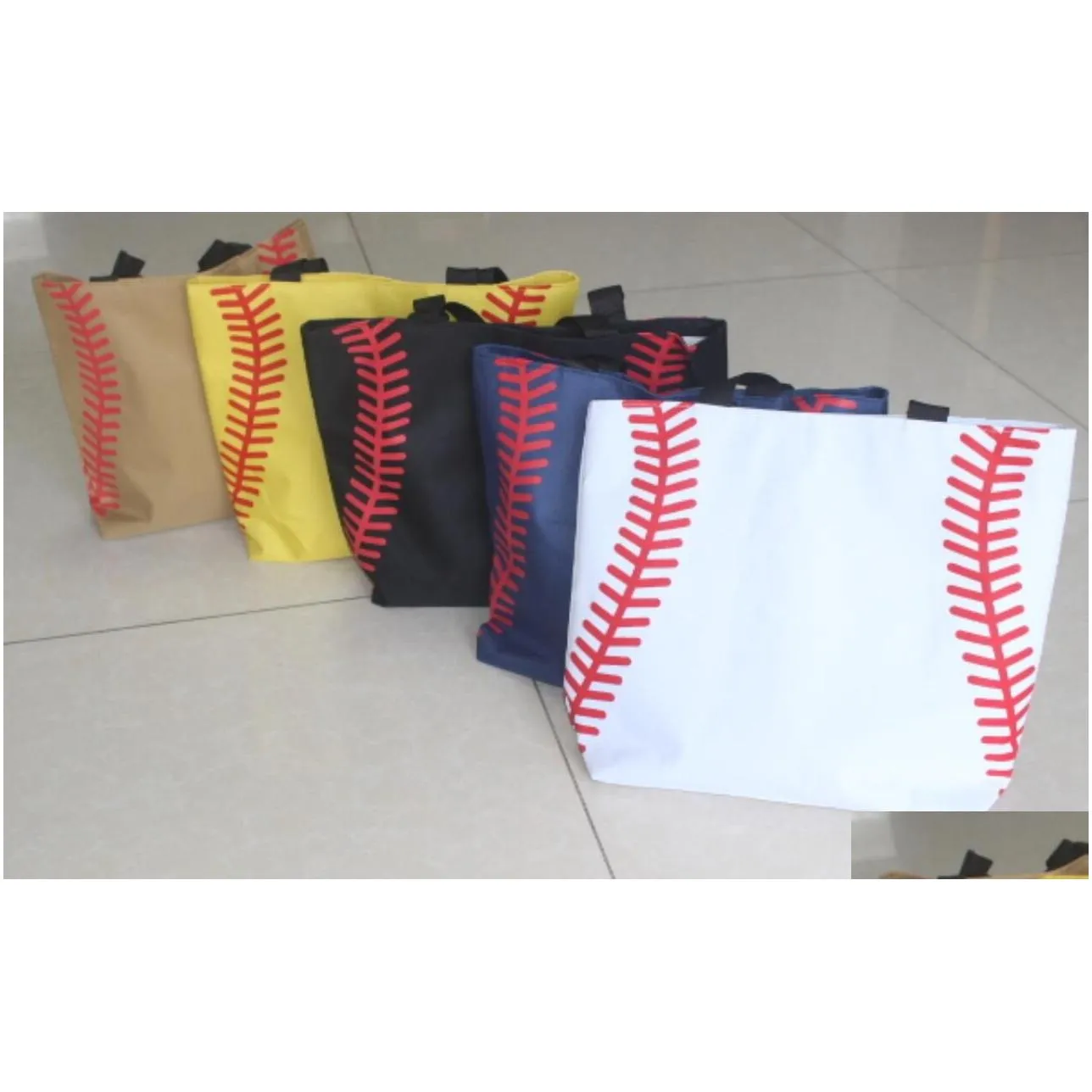 baseball stitching bags 16.5x12.6x3.5inch bag mesh handle shoulder bag sports prints utility tote handbag canvas sport travel beach for