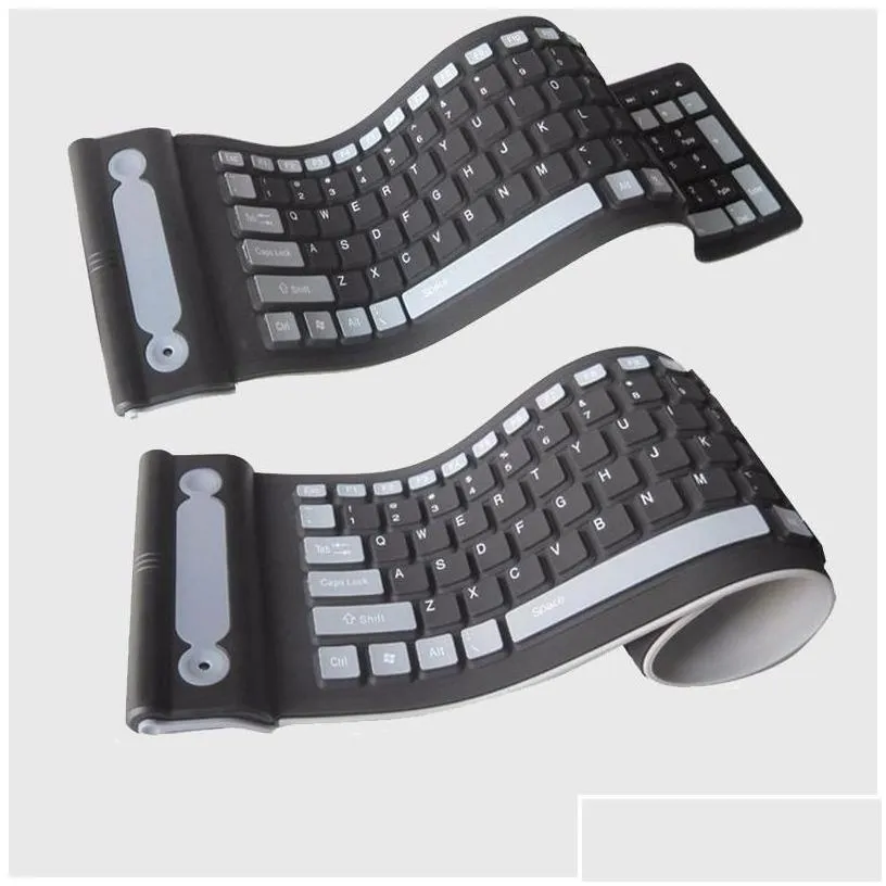 keyboards portable soft keyboard 107 key usb wireless sile roll up flexible waterproof folding pocket type for pc laptop drop delive