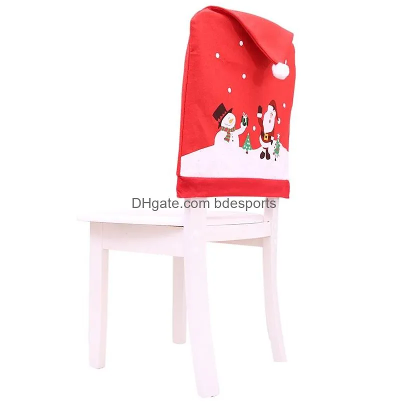 new 30pcs christmas chair back cover decoration chairs hat decorations for home dinner table xmas chair covers dh0139