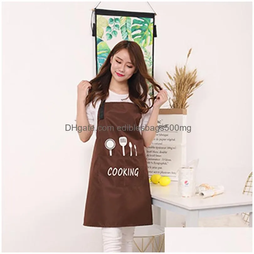 letter print kitchen apron waterproof breathable cooking baking aprons adjustable restaurant aprons women home sleeveless apron dbc