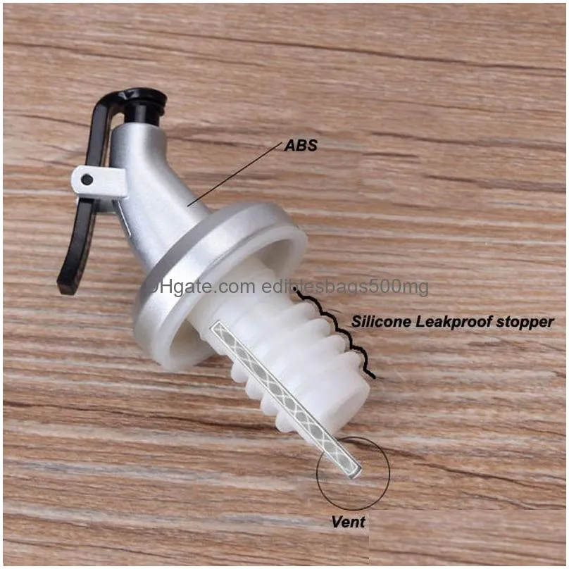 oil bottle stopper abs lock plug seal leak-proof food grade plastic nozzle sprayer sauce dispenser wine pourers bar tools vt1901