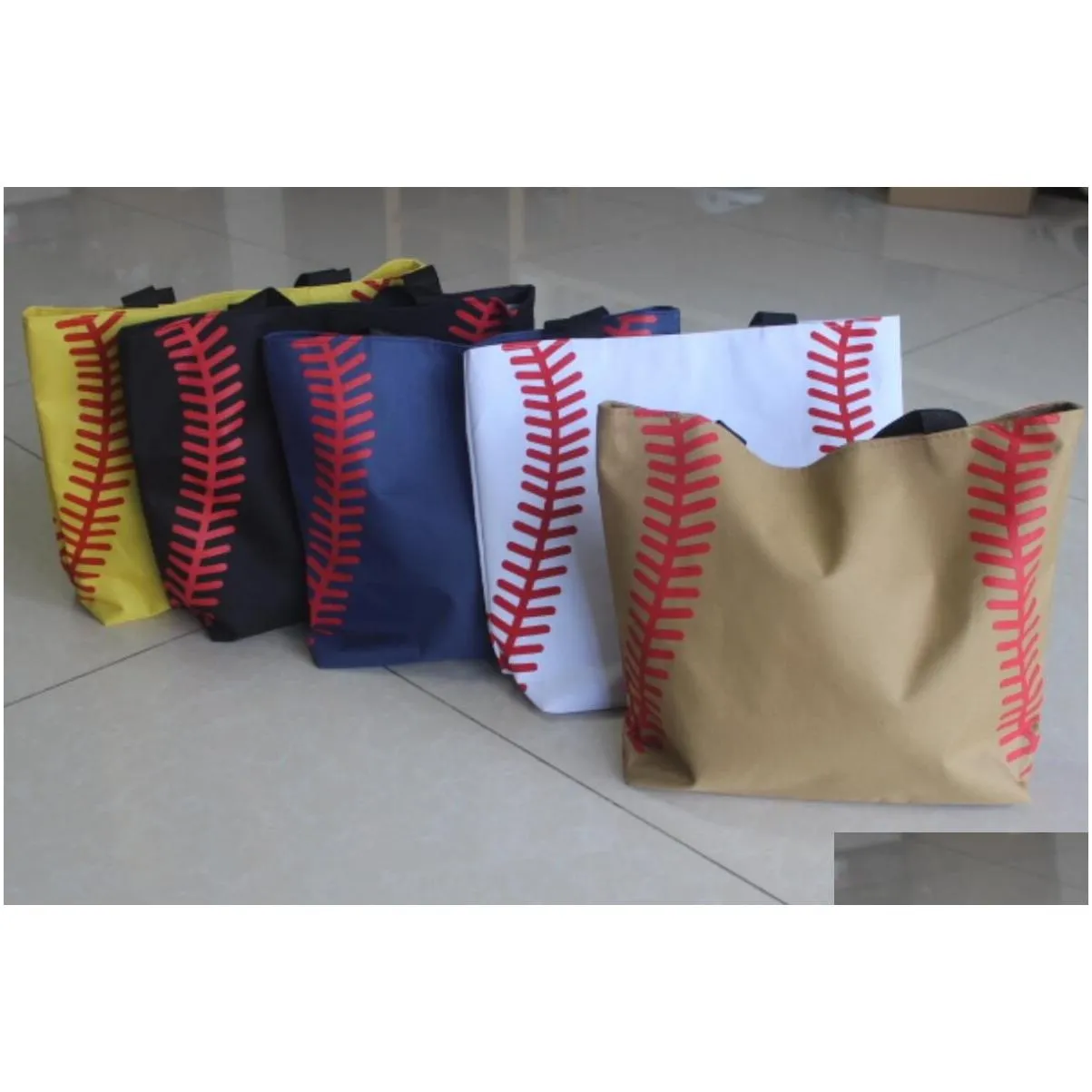 baseball stitching bags 16.5x12.6x3.5inch bag mesh handle shoulder bag sports prints utility tote handbag canvas sport travel beach for