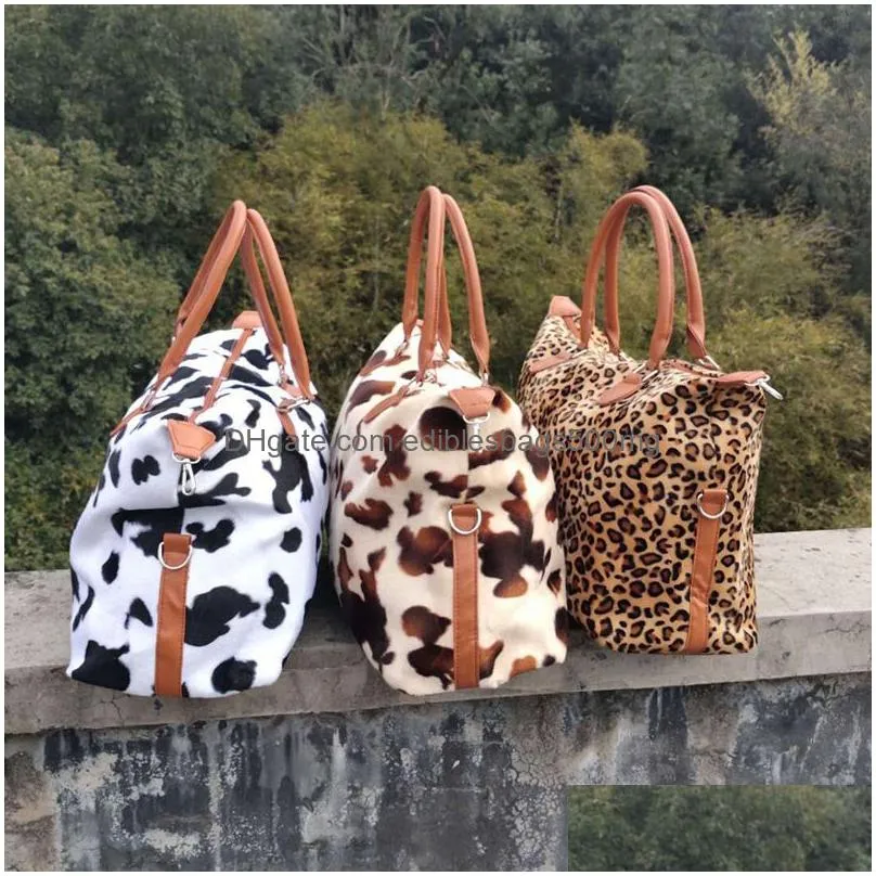 leopard cow print handbags large capacity weekend woman travel bags women sports yoga totes storage maternity bags vtky2157