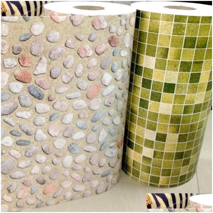 5m /10m new bathroom tiles waterproof wall sticker vinyl pvc mosaic self adhesive anti oil stickers diy wallpapers home decor t200601