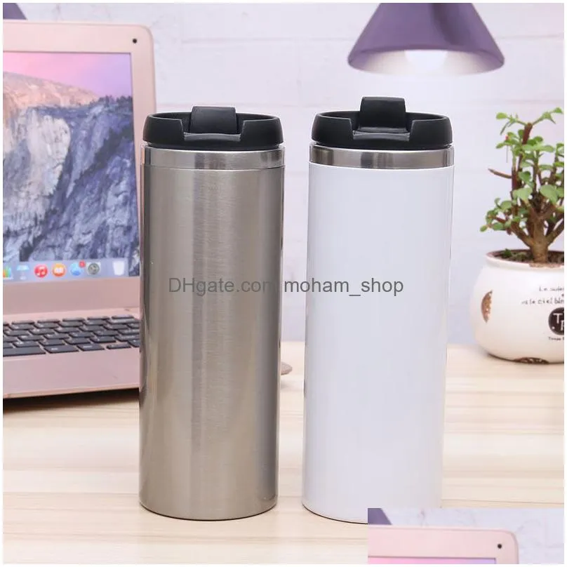 14oz blank sublimation straight tumblers heat tansfer coffee mugs double wall stainless steel vacuum flack beer mugs vt1775