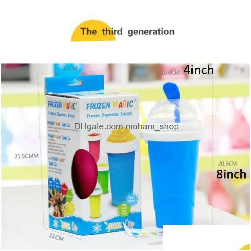 easy diy smoothie cup with straw magic pinch smoothie maker travel camp portable silicone smoothie cup sand ice cream slush maker dbc