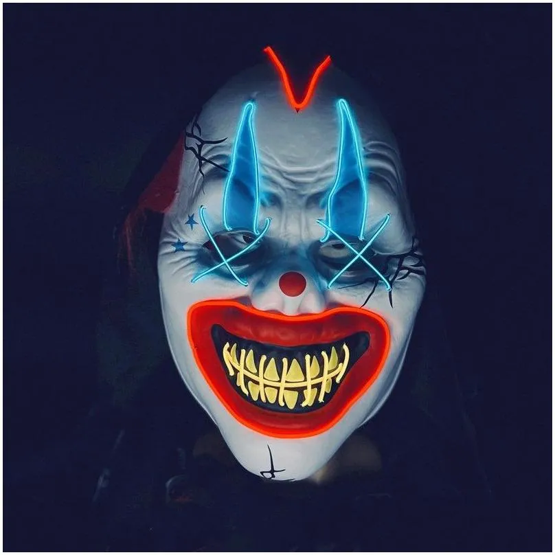 halloween clown mask with lights adult size full cover funny party props masks 3 lighting modes